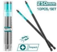 TACIM16PH2103 - "ТОТАL" Биты ударные 250мм, PH2, 10шт.