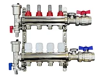 Коллектор AOSKER c расходомерами никелированная латунь 1" х 3/4 - 8 вых. комплект
