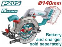 TSLI1402 - "ТОТАL" Аккумуляторная циркулярная пила 20V, диаметр 140мм.