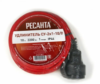 Удлинитель силовой б/катушки Ресанта СУ-2х1-10/0