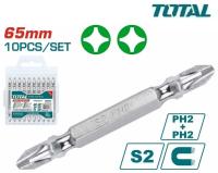 TAC16PH233 - "ТОТАL" Биты кованные 10шт PH2,50мм (двухстороние)