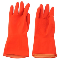 Перчатки резиновые с ворсом красные