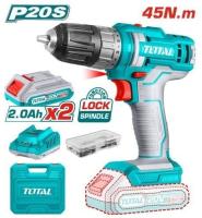 TDLI200528 - "ТОТАL" Шуруповёрт аккумуляторный LI-ion  20v, 45N.m